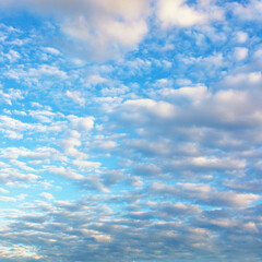 Obraz premium melting clouds filled the blue sky illuminated by sunlight