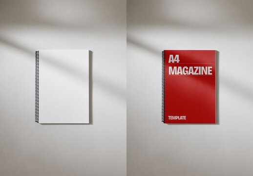 Mockup Of Customizable Spiralbound A4 Magazine