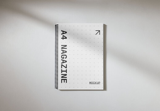 Mockup Of Customized Spiralbound A4 Magazine