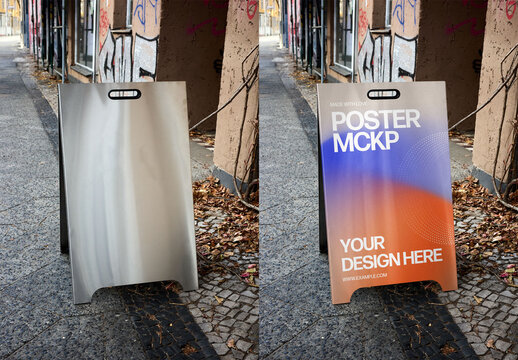 Mockup Of Customized Vertical Freestanding Sign