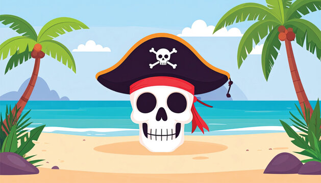 Pirate skull wearing a hat.