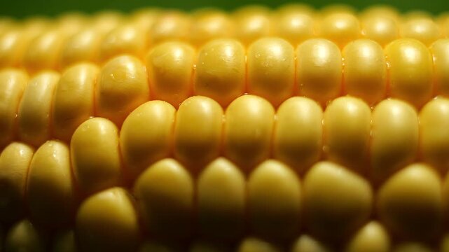50p full frame extreme close up slider shot with macro lens moving across corn cob texture and kernels
