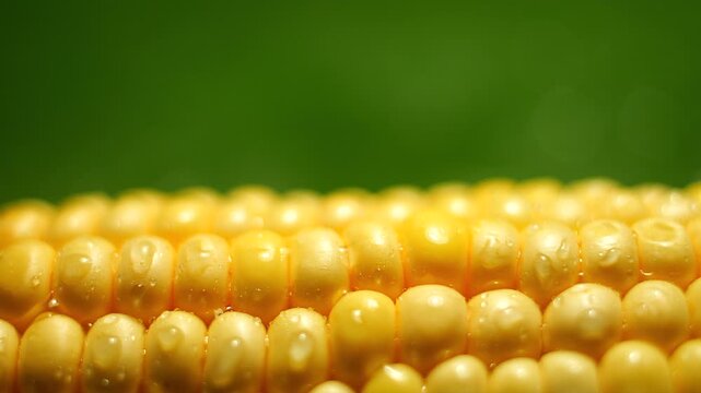 50p extreme close up with macro lens slider shot moving across corn cob texture and kernels