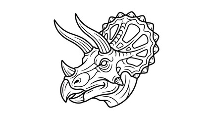 Detailed triceratops dinosaur head profile line art © arif minarto