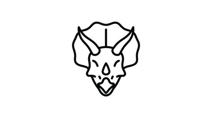 Frontal triceratops head dinosaur line art icon © arif minarto