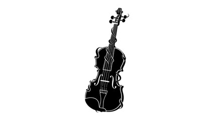 Elegant Violin Silhouette: A striking black silhouette of a violin, showcasing its timeless curves and classic design, ready to fill the air with melodious sound. © Murshida