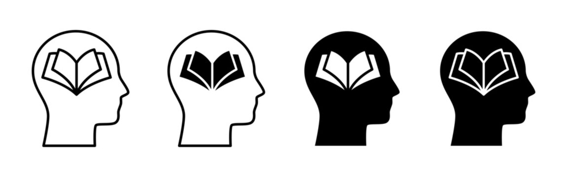 Illustration of Human Heads with Open Books Inside.