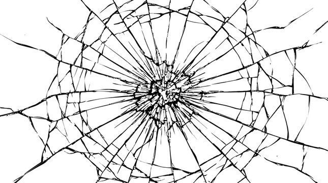 Broken transparent glass vector template for a design background. Texture