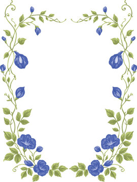 Morning glory flower pattern border and frame illustration	