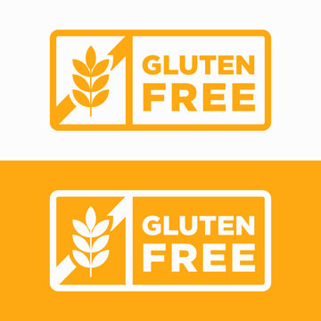 Gluten Free Icon Orange Banner Wheat Symbol Label