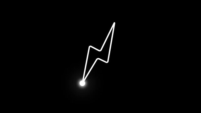 Lightning Bolt Line Icon Animation Glowing Electric Flash Power Energy Concept UI Loop