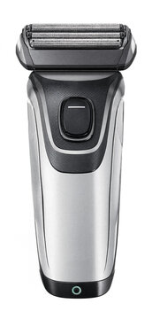 Modern electric shaver for men isolated on white background