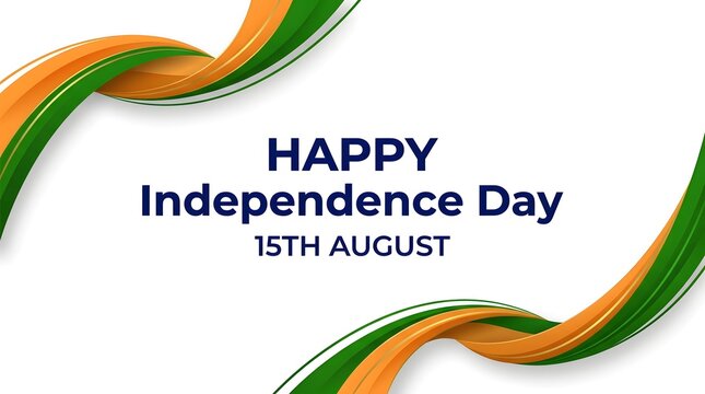Happy Independence Day greeting with indin flag waves