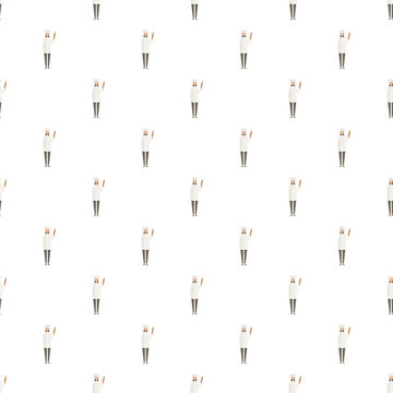 Female chef bakers wearing uniform and hat with rolling pin repeated in a seamless pattern