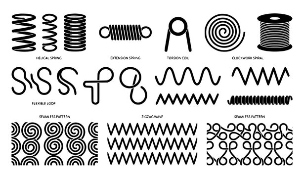 Metal Wire Coil Spring Vector Illustration Pack