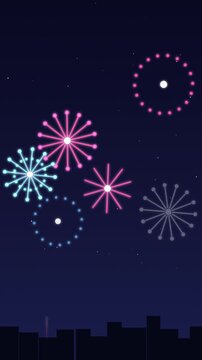 Colorful fireworks display animation 4th of july independence day American
