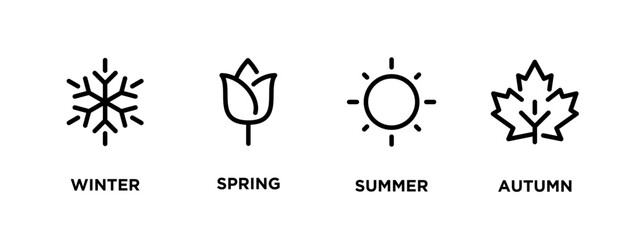Four season icons on white background