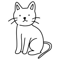 Simple doodle cat animal different pose isolated on white background