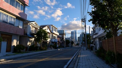Fototapeta premium Modern Urban Night Street / モダンな都市の通りと建築の夜景