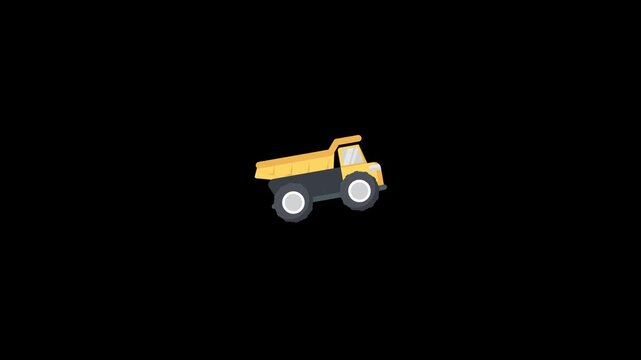 Dump truck icon animation on an alpha channel background