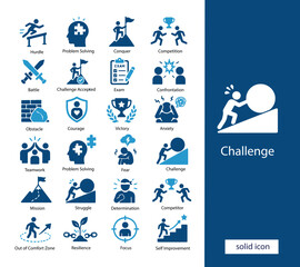 Fototapeta premium Challenge and Personal Growth Icons Set
