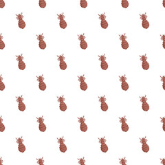 Many brown louse insects creating a repeating pattern on white background