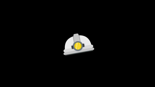 Worker helmet icon with flash lght animation isolated on an alpha channel 