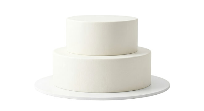 Blank white two tiered wedding cake mockup on transparent background