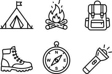 Naklejka premium Camping Adventure Icons