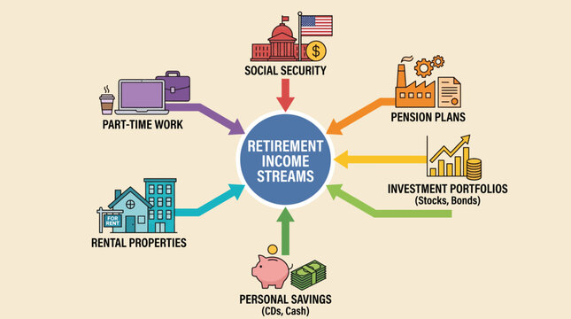 Retirement Income Streams Diagram with Multiple Sources