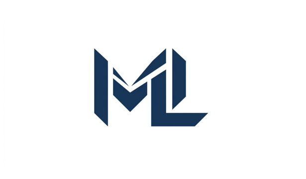 Modern ML Lettermark Logo Vector Icon with Minimalist Abstract Geometry