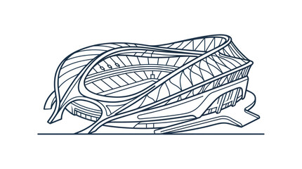Modern Stadium Outline Drawing - Futuristic Sports Arena Architecture © zebra