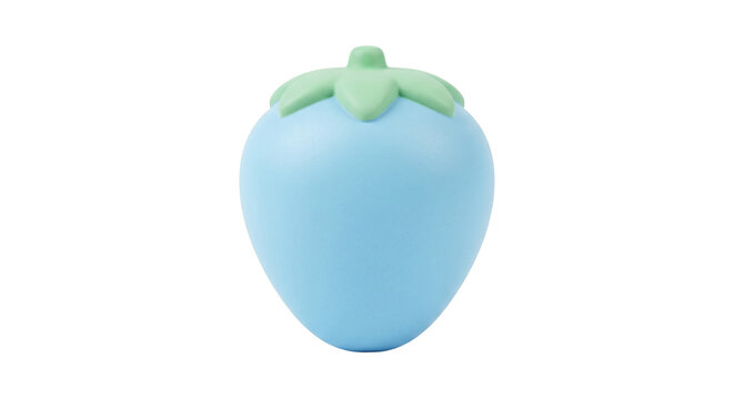 Smooth blue strawberry shaped squishy toy on transparent background