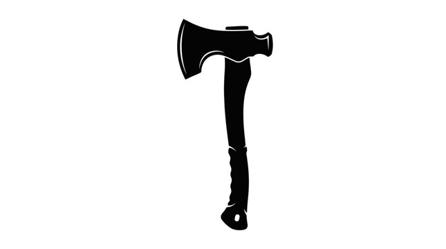Black axe with wooden handle.