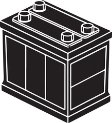 Fototapeta premium A detailed black and white illustration of a car battery with its terminals