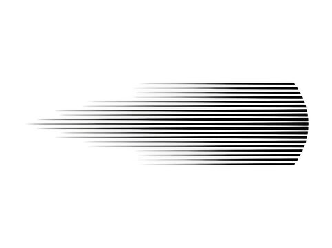 Speed lines graphic element with motion blur effect during movement isolated on transparent background