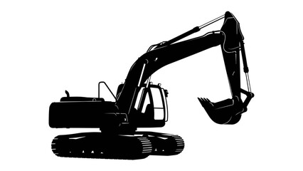 Heavy Duty Excavator: A powerful black excavator, a versatile construction machine, stands ready for excavation and heavy lifting tasks, showcasing industrial might. © Murshida