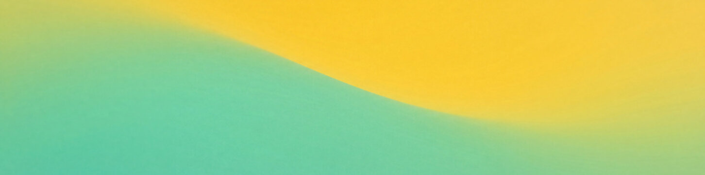 A minimalist panoramic background showing a soft smooth gradient blending from pastel mint green to warm golden yellow
