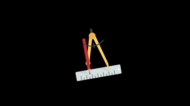 Geometry divider icon with scale animation on alpha channel background