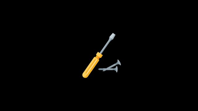 Screwdriver icon animation on a black background