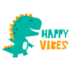Cute dinosaur, happy vibes shirt design © galord