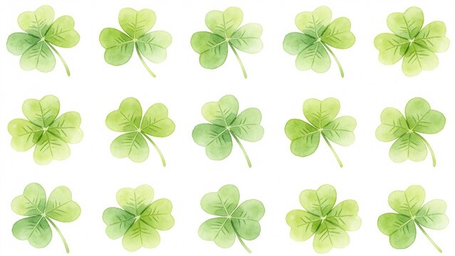 Watercolor clover leaf patterns