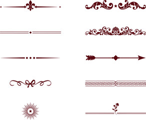 Vintage decorative frame set with ornate floral borders, scroll and swirl vector elements, elegant retro Victorian calligraphic design banners, dividers and ornamental illustration collection © RazuAhmed