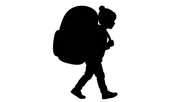 Hiking Backpacker Silhouette, Traveler Icon, Adventure Seeker, Outdoor Enthusiast isolated on White Background silhouette