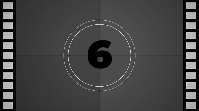 Retro Film Leader Countdown 10 to 0 Monochrome Cinematic Intro 4k video