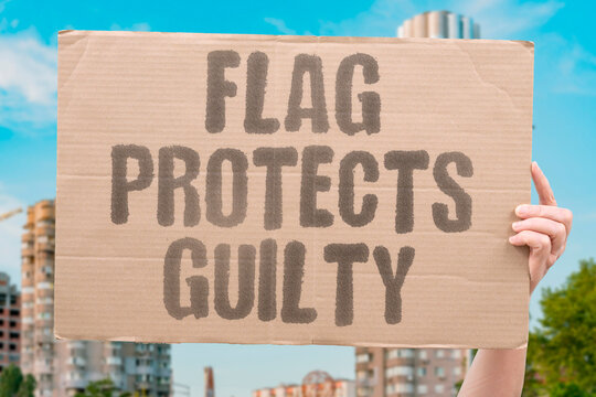 "Flag protects guilty" National emblem blocks prosecution. BLOCK. PROSECUTION. GUILTY. IMPUNITY. EMBLEM.
