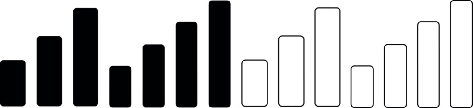 Comparison of bar chart data with filled and outlined bars representing different metrics