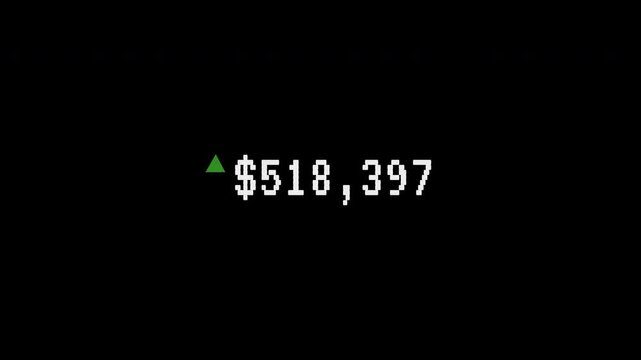 4k Money Animation $1k to $1 million trader profit, dollar counting, 4k video black background