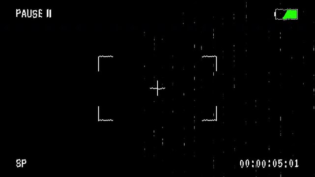 Digital Camcorder Viewfinder Overlay with Recording Pause and Battery Indicator. 4k video