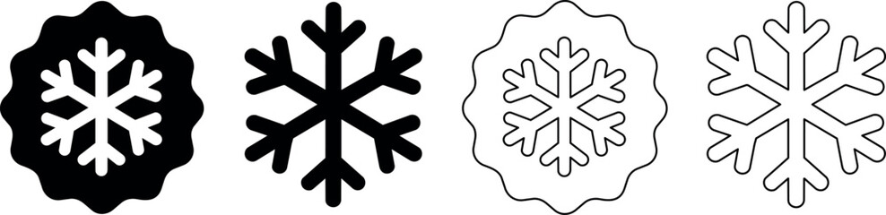 Collection of snowflake icons representing cold weather and freezing conditions © Santiago